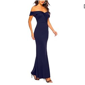 Navy Blue Off Shoulder Dress